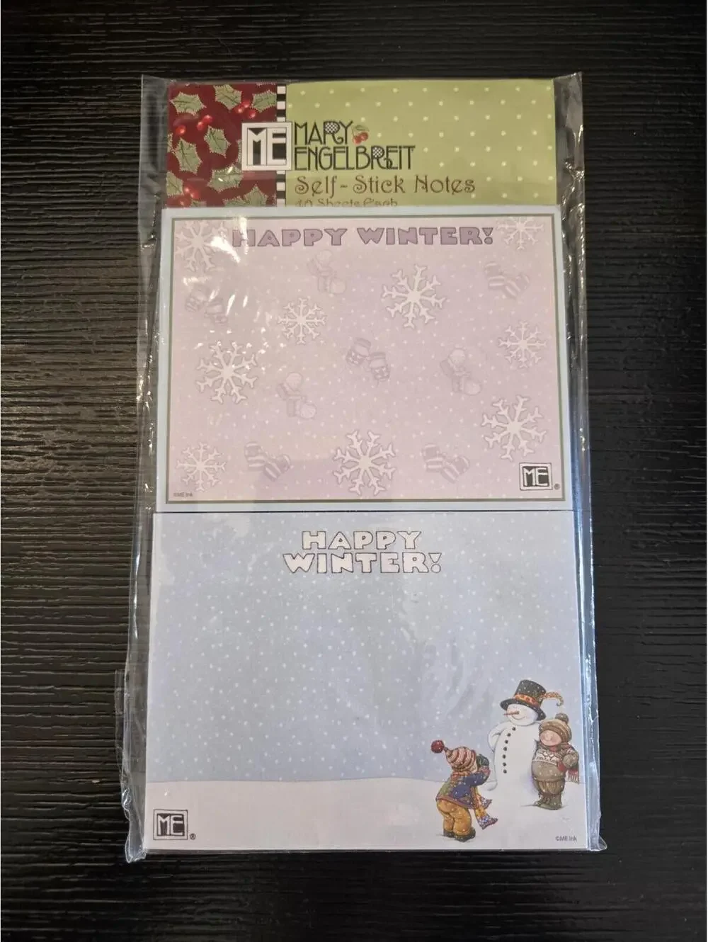Mary Engelbreit Happy Winter Self Stick Notes Set Sealed Snowman Mittens 2 Pack